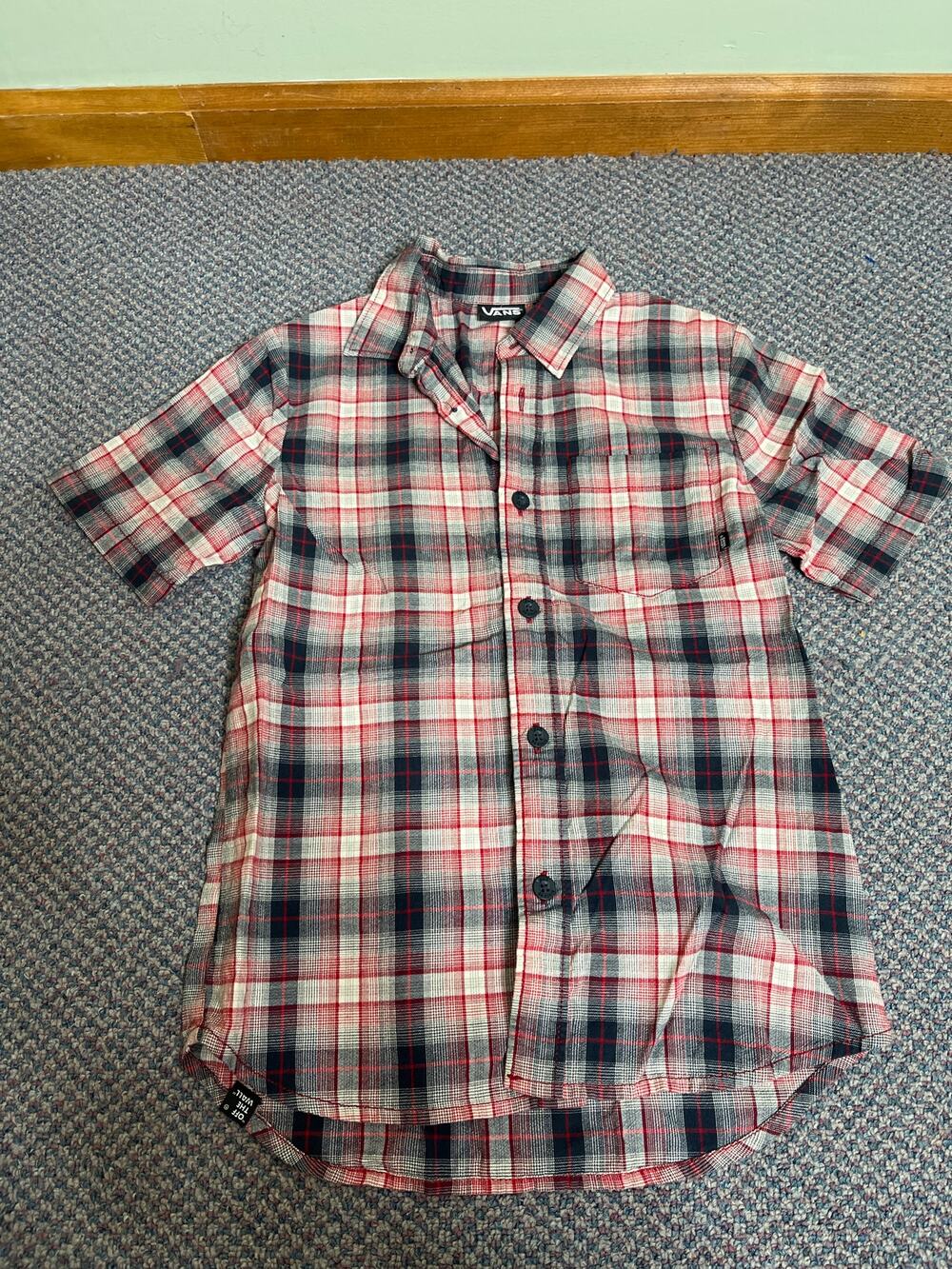 Vans Boys Short Sleeve Button Up Shirt Small